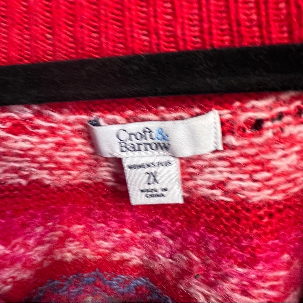 CROFT & BARROW Plus Red Fair Isle Nordic Chevron Cabincore Mock Neck Sweater, 2X - Picture 10 of 10